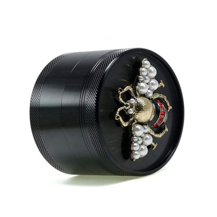 Animal Belt Drill Customizable Pattern Aluminum Alloy Concave Smoke Grinder-Black