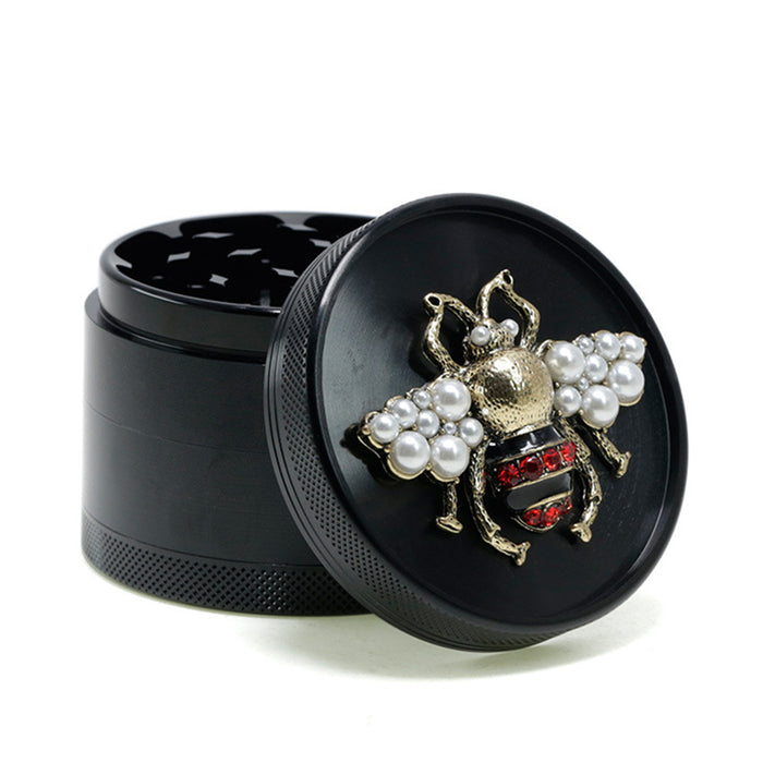 Animal Belt Drill Customizable Pattern Aluminum Alloy Concave Smoke Grinder-Black