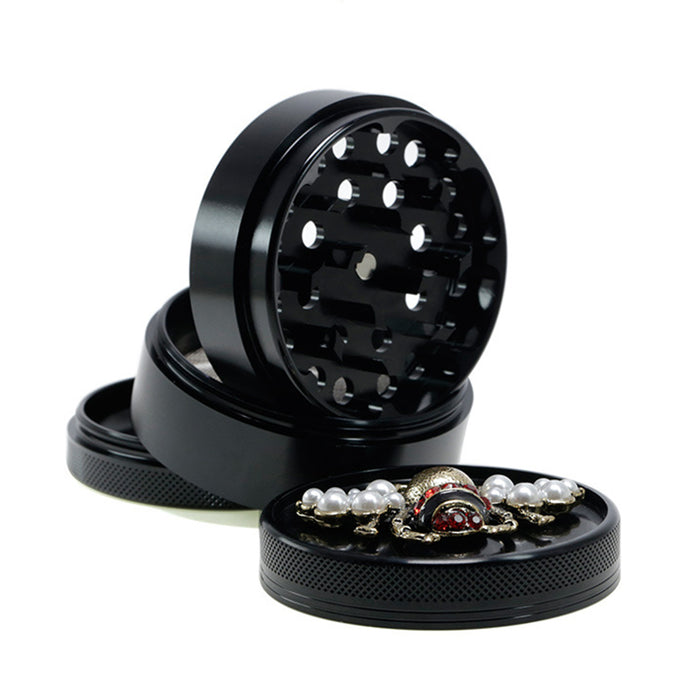 Animal Belt Drill Customizable Pattern Aluminum Alloy Concave Smoke Grinder-Black