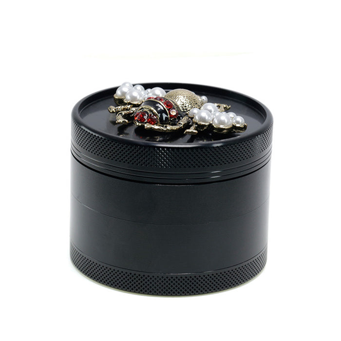 Animal Belt Drill Customizable Pattern Aluminum Alloy Concave Smoke Grinder-Black