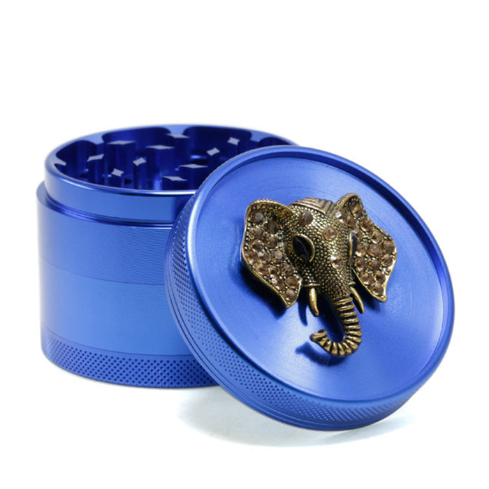 Animal Belt Drill Customizable Pattern Aluminum Alloy Concave Smoke Grinder-Blue