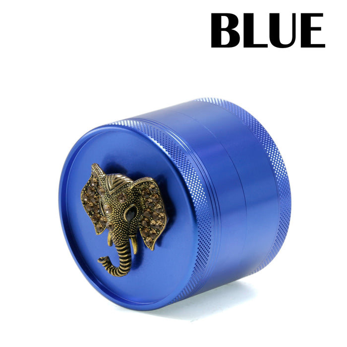 Animal Belt Drill Customizable Pattern Aluminum Alloy Concave Smoke Grinder-Blue