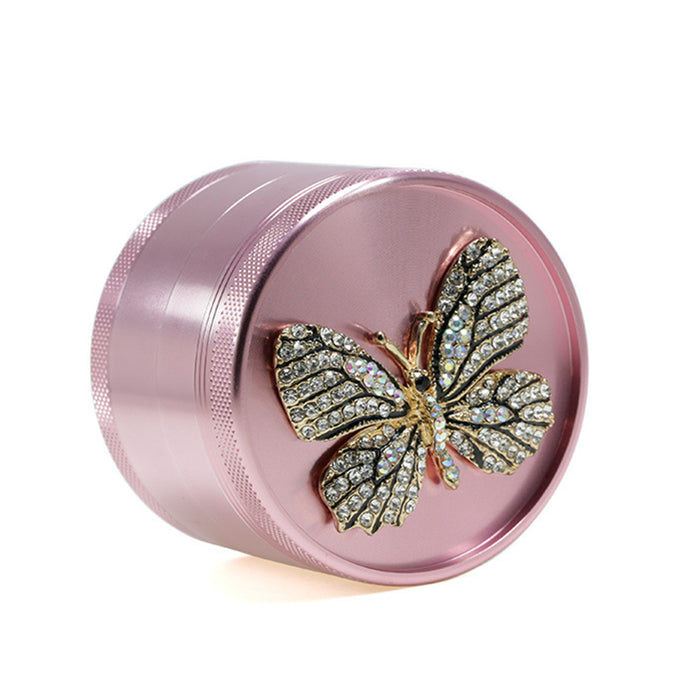 Animal Belt Drill Customizable Pattern Aluminum Alloy Concave Smoke Grinder-Pink