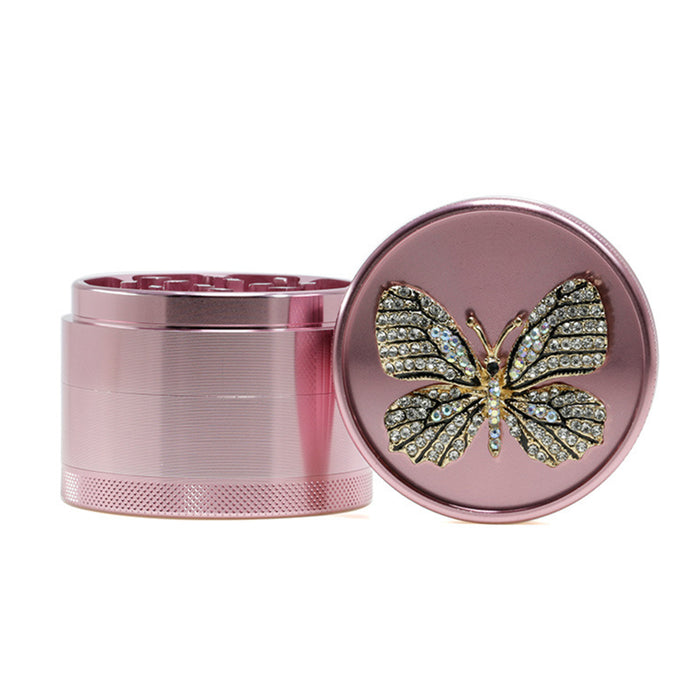 Animal Belt Drill Customizable Pattern Aluminum Alloy Concave Smoke Grinder-Pink
