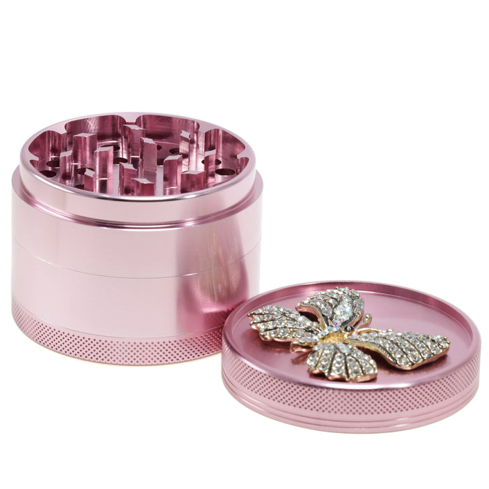 Animal Belt Drill Customizable Pattern Aluminum Alloy Concave Smoke Grinder-Pink