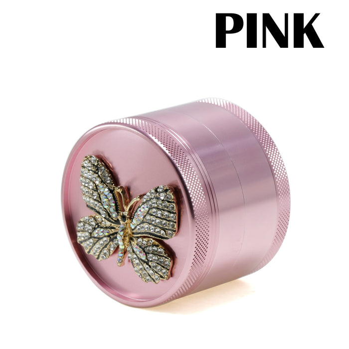 Animal Belt Drill Customizable Pattern Aluminum Alloy Concave Smoke Grinder-Pink