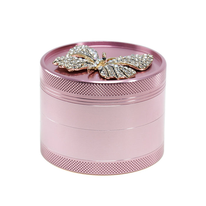 Animal Belt Drill Customizable Pattern Aluminum Alloy Concave Smoke Grinder-Pink