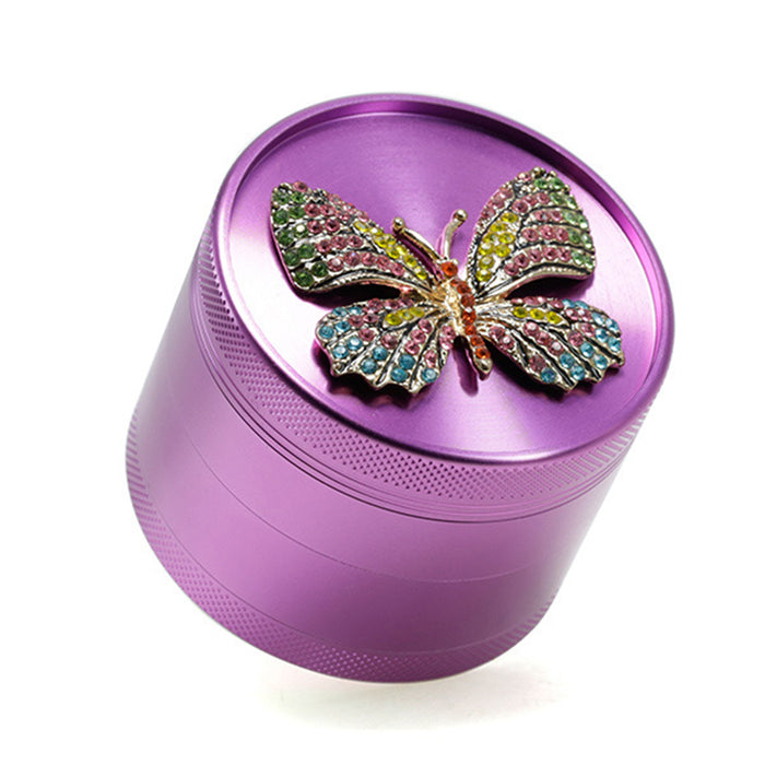 Animal Belt Drill Customizable Pattern Aluminum Alloy Concave Smoke Grinder-Purple