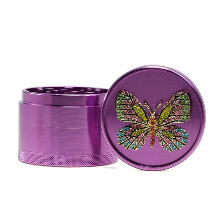 Animal Belt Drill Customizable Pattern Aluminum Alloy Concave Smoke Grinder-Purple