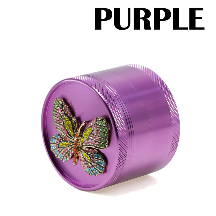 Animal Belt Drill Customizable Pattern Aluminum Alloy Concave Smoke Grinder-Purple