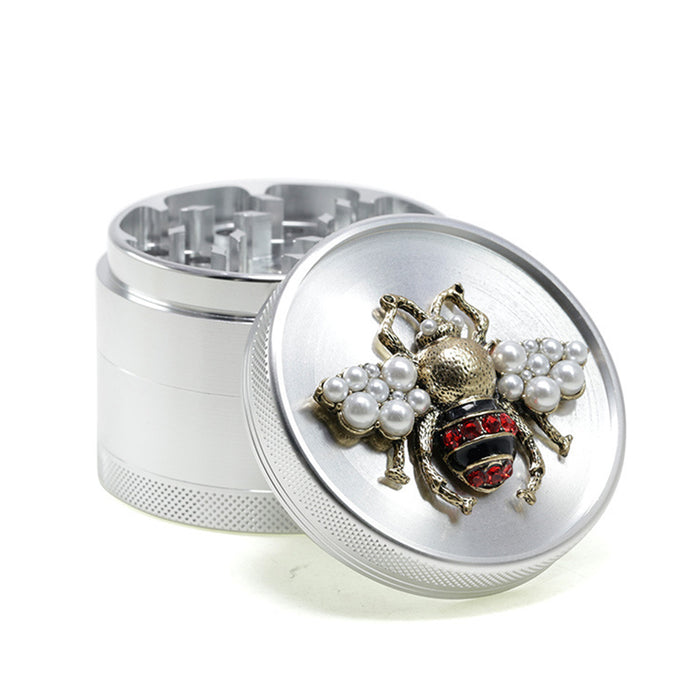 Animal Belt Drill Customizable Pattern Aluminum Alloy Concave Smoke Grinder-Silver