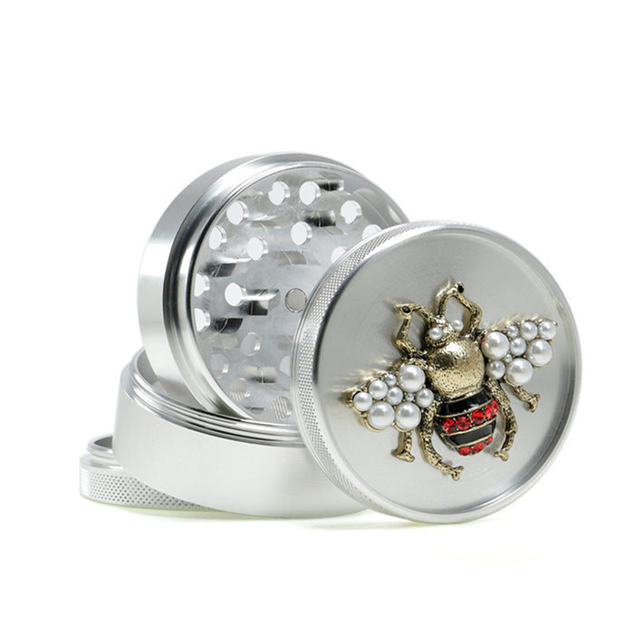 Animal Belt Drill Customizable Pattern Aluminum Alloy Concave Smoke Grinder-Silver