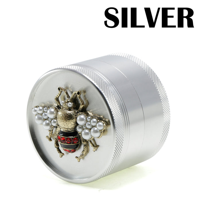 Animal Belt Drill Customizable Pattern Aluminum Alloy Concave Smoke Grinder-Silver