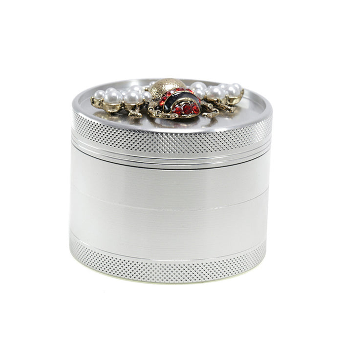 Animal Belt Drill Customizable Pattern Aluminum Alloy Concave Smoke Grinder-Silver