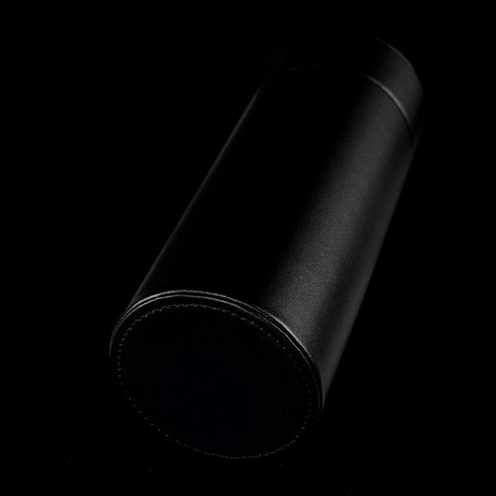 Black COHIBA Genuine leather Travel Cigar Tube Jar Humidor with Hygrometer & Humidifier