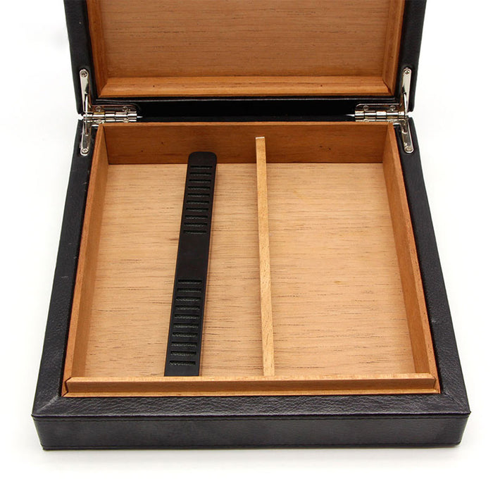 Black Leather Cigar Humidor Holds 16 Cigars