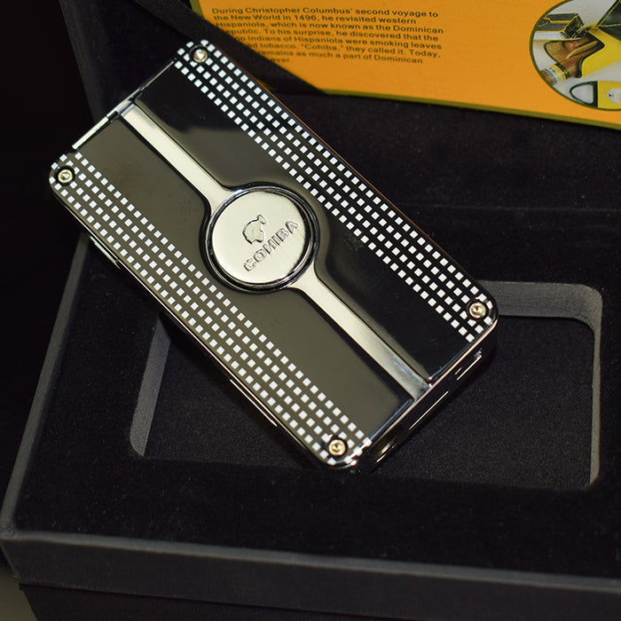 COHIBA Jet 3 Torch Blue Flame Metal Gas inflatable Cigar Lighter | Black