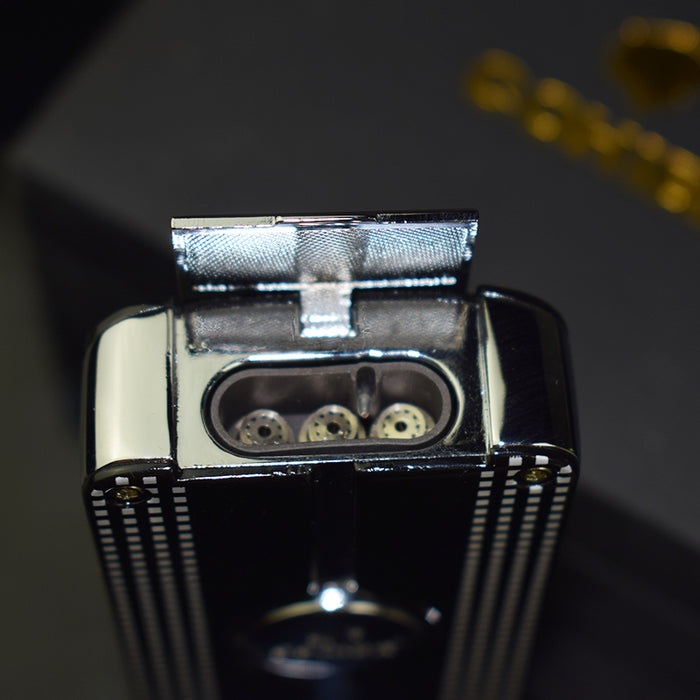 COHIBA Jet 3 Torch Blue Flame Metal Gas inflatable Cigar Lighter | Black