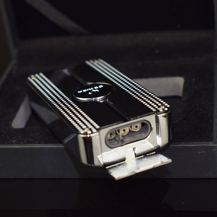COHIBA Jet 3 Torch Blue Flame Metal Gas inflatable Cigar Lighter | Black