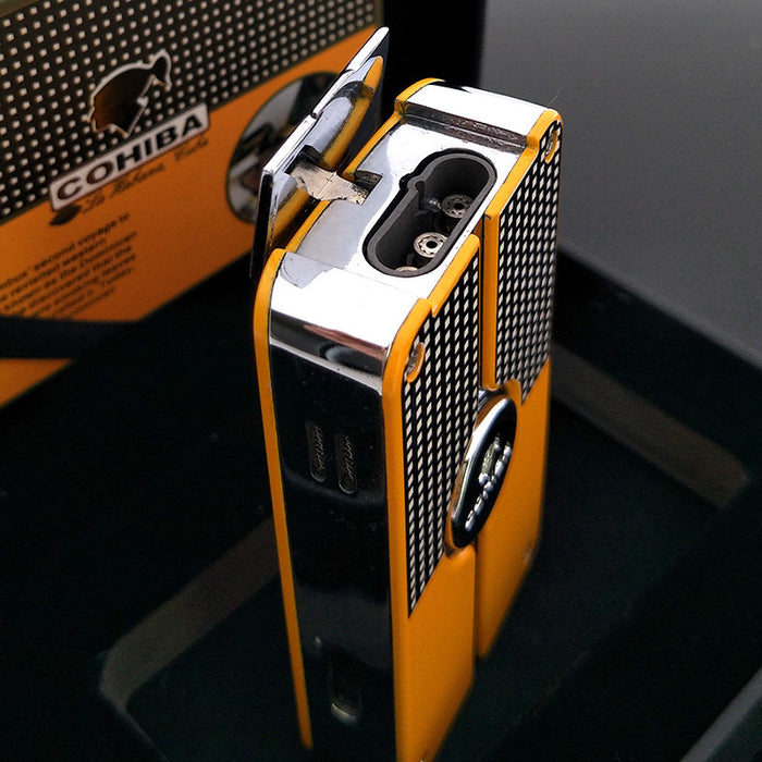 COHIBA Jet 3 Torch Blue Flame Metal Gas inflatable Cigar Lighter With Punch