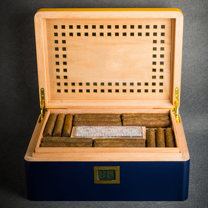 COHIBA Cigar Box Hollow Double-Layer With Large-Capacity Cedar Wood Cigar Humidor