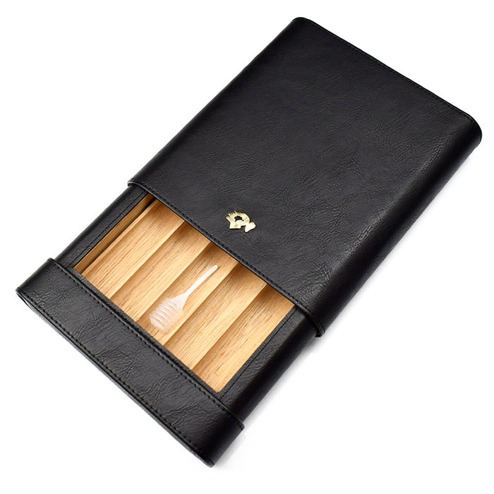 COHIBA Black Leather Cigar Humidor Cases Cedar Wood Lined Humidifier