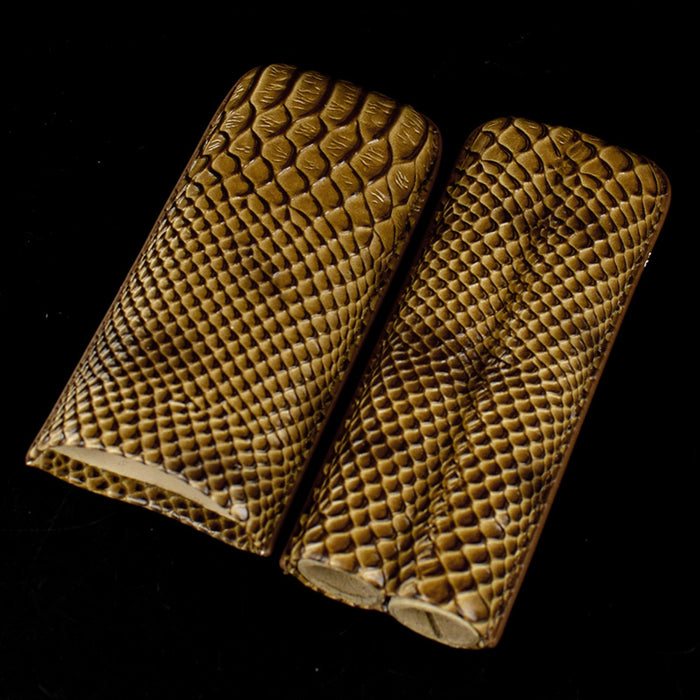 COHIBA Gadgets High-end Portable Brown Crocodile Leather Cigar Case