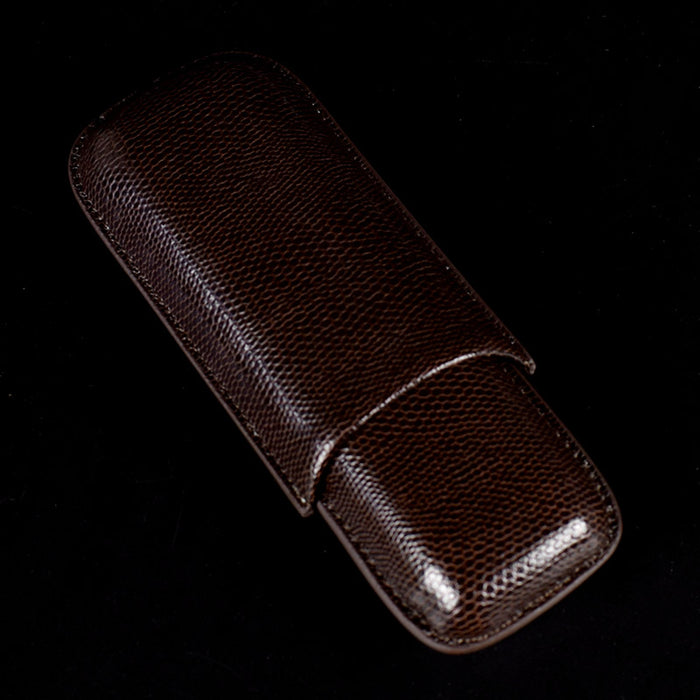COHIBA Leather 2 Tube Wooden Cigar Case/Holder Travel Humidor