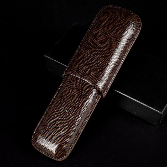 COHIBA Leather 2 Tube Wooden Cigar Case/Holder Travel Humidor