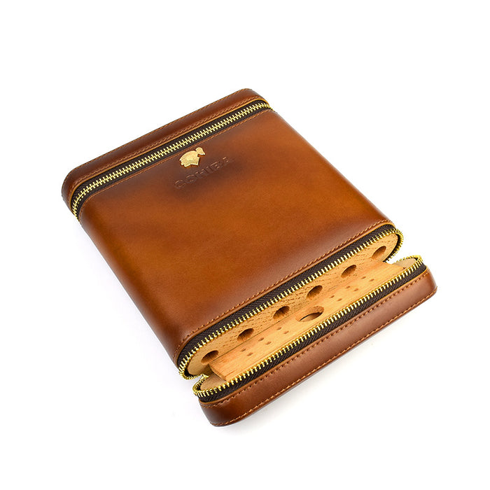 COHIBA Leather 5 Tube Cigar Travel Case Holder