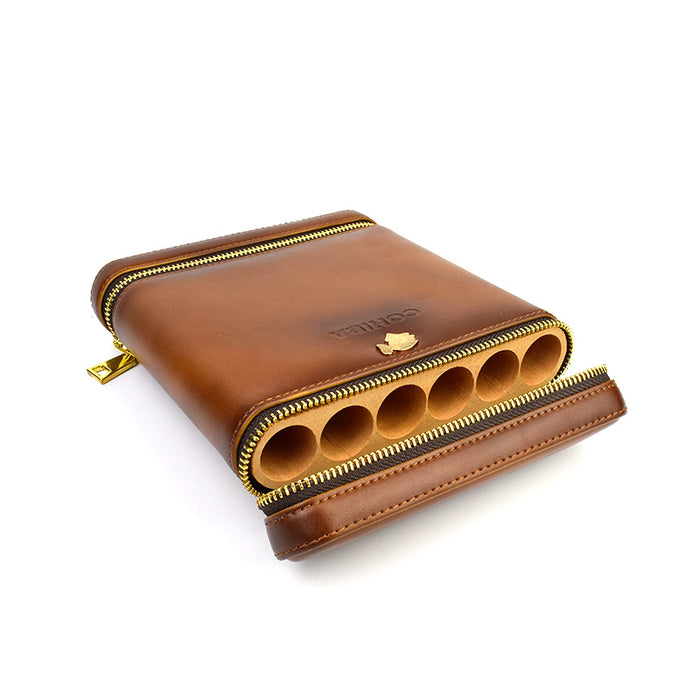 COHIBA Leather 5 Tube Cigar Travel Case Holder