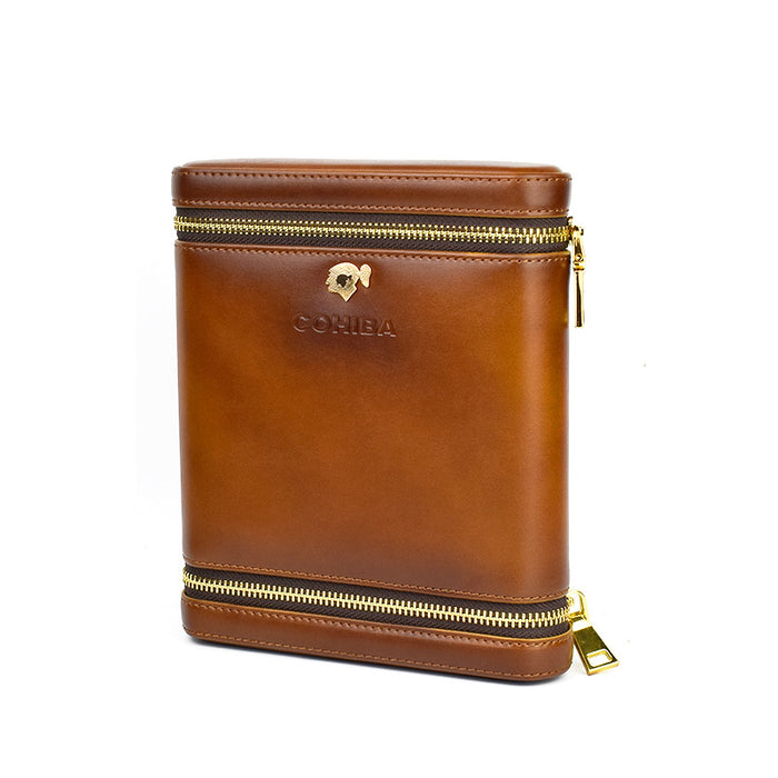 COHIBA Leather 5 Tube Cigar Travel Case Holder