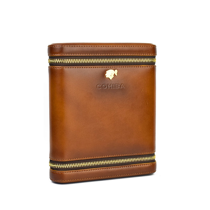 COHIBA Leather 5 Tube Cigar Travel Case Holder