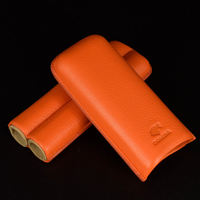 COHIBA Saddle Leather Cigar Case Orange