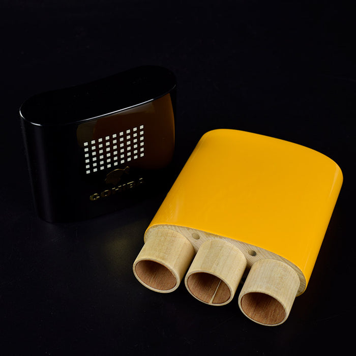 COHIBA Solid Wood Travel Cigar Case Humidor 3 Tube