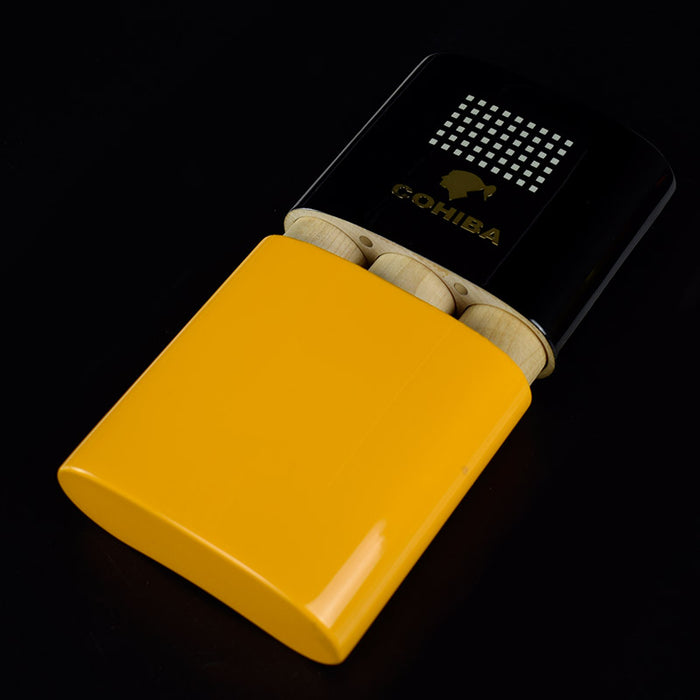 COHIBA Solid Wood Travel Cigar Case Humidor 3 Tube