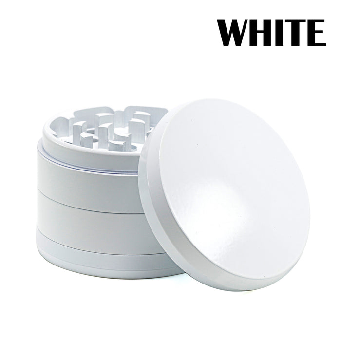 Ceramic Coating 4-Layer 63MM Aluminum Alloy Smoke Grinder | White