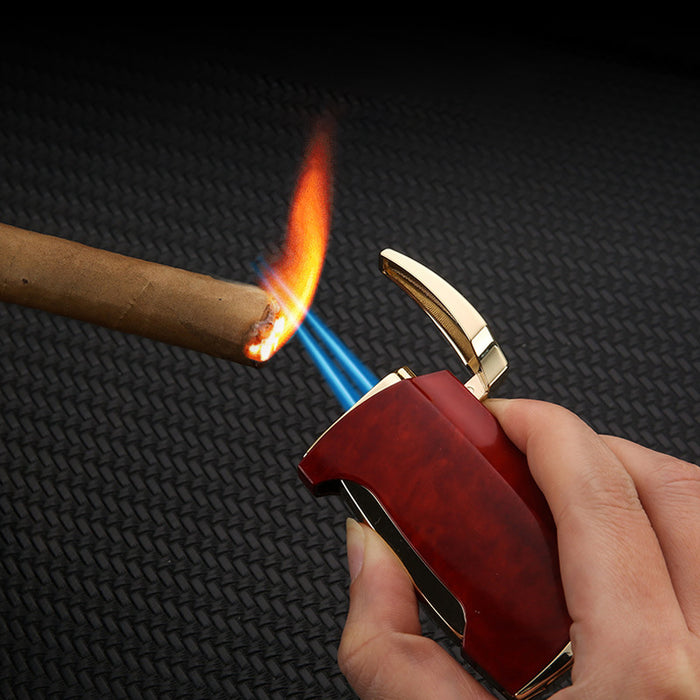 Cigar Lighter Double Jet Flame With Cigar Punch