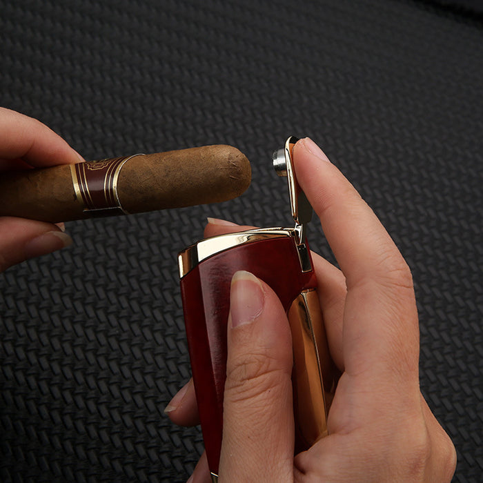 Cigar Lighter Double Jet Flame With Cigar Punch