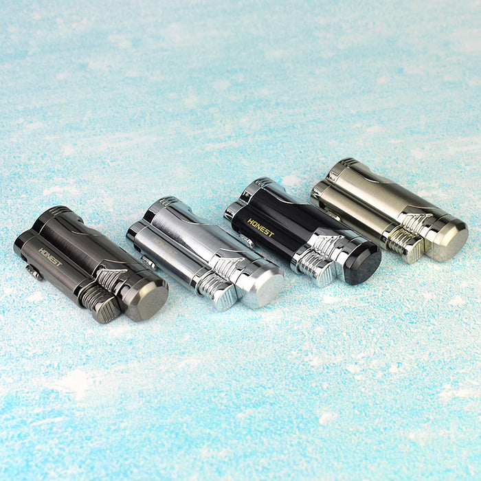 Cigar Lighter With Double Butane Torch Head