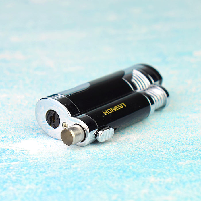 Cigar Lighter With Double Butane Torch Head
