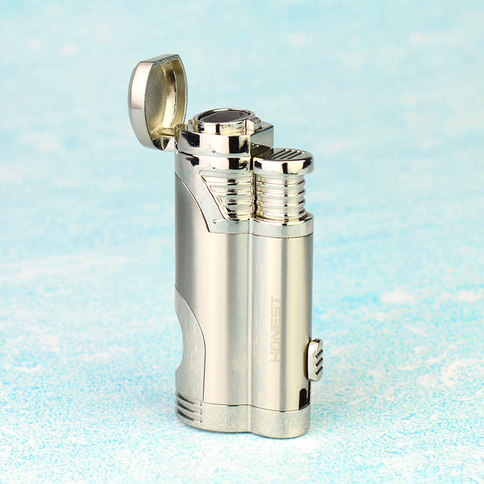 Cigar Lighter With Double Butane Torch Head