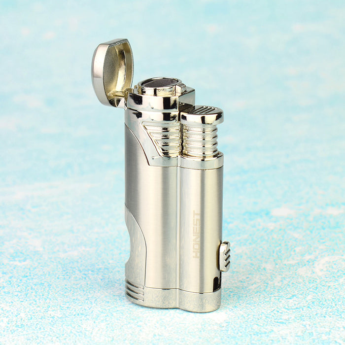 Cigar Lighter With Double Butane Torch Head