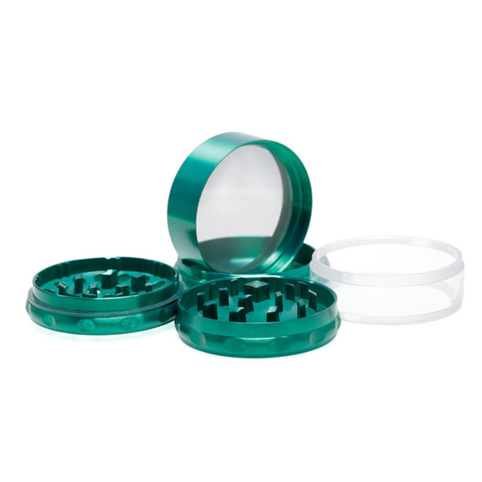 60MM Concave Visible Window Zinc Alloy Herb Grinder-Green