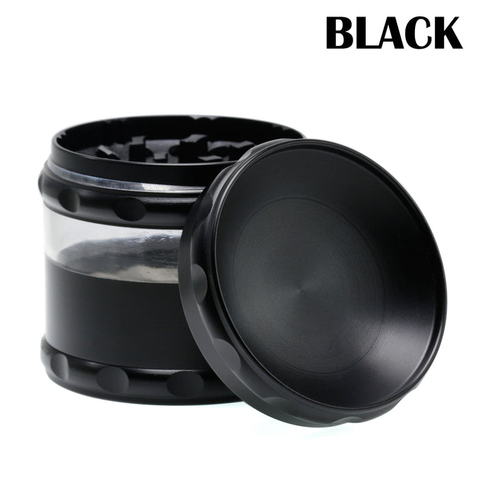 Concave Visible Window Zinc Alloy 4 Piece 60MM Weed Grinder | Black