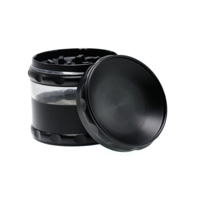 Concave Visible Window Zinc Alloy 4 Piece 60MM Weed Grinder | Black