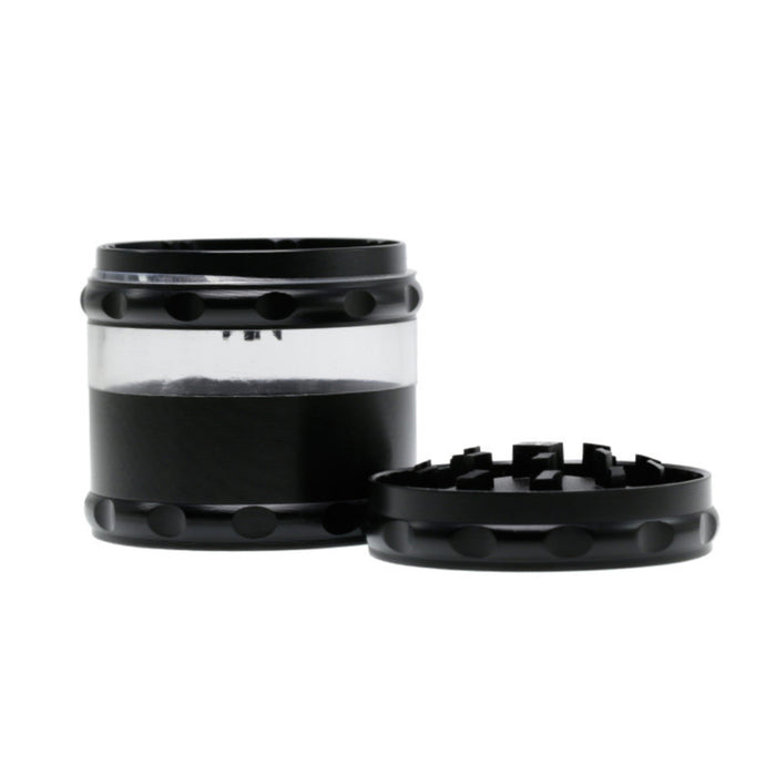 Concave Visible Window Zinc Alloy 4 Piece 60MM Weed Grinder | Black