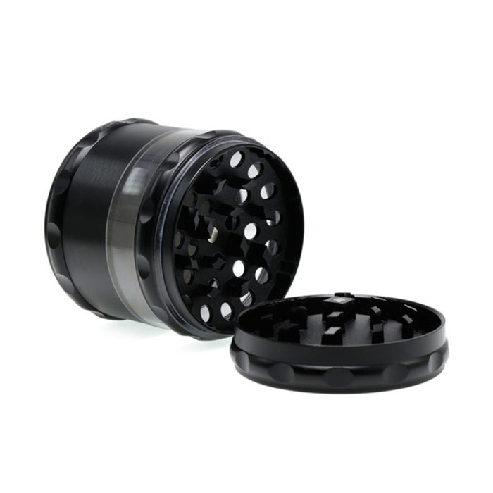 Concave Visible Window Zinc Alloy 4 Piece 60MM Weed Grinder | Black