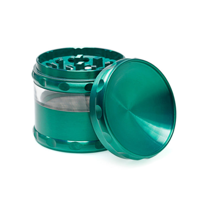 Concave Visible Window Zinc Alloy 4 Piece 60MM Weed Grinder | Green