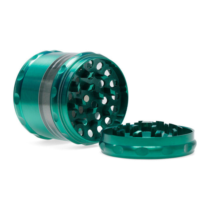 Concave Visible Window Zinc Alloy 4 Piece 60MM Weed Grinder | Green